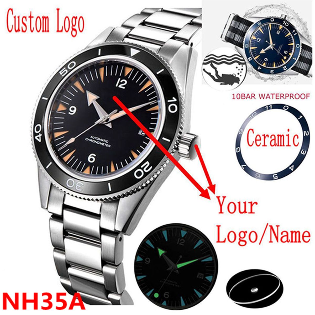 Luxury Watch Business - Custom Logo NH35 Movement Watch 10bars