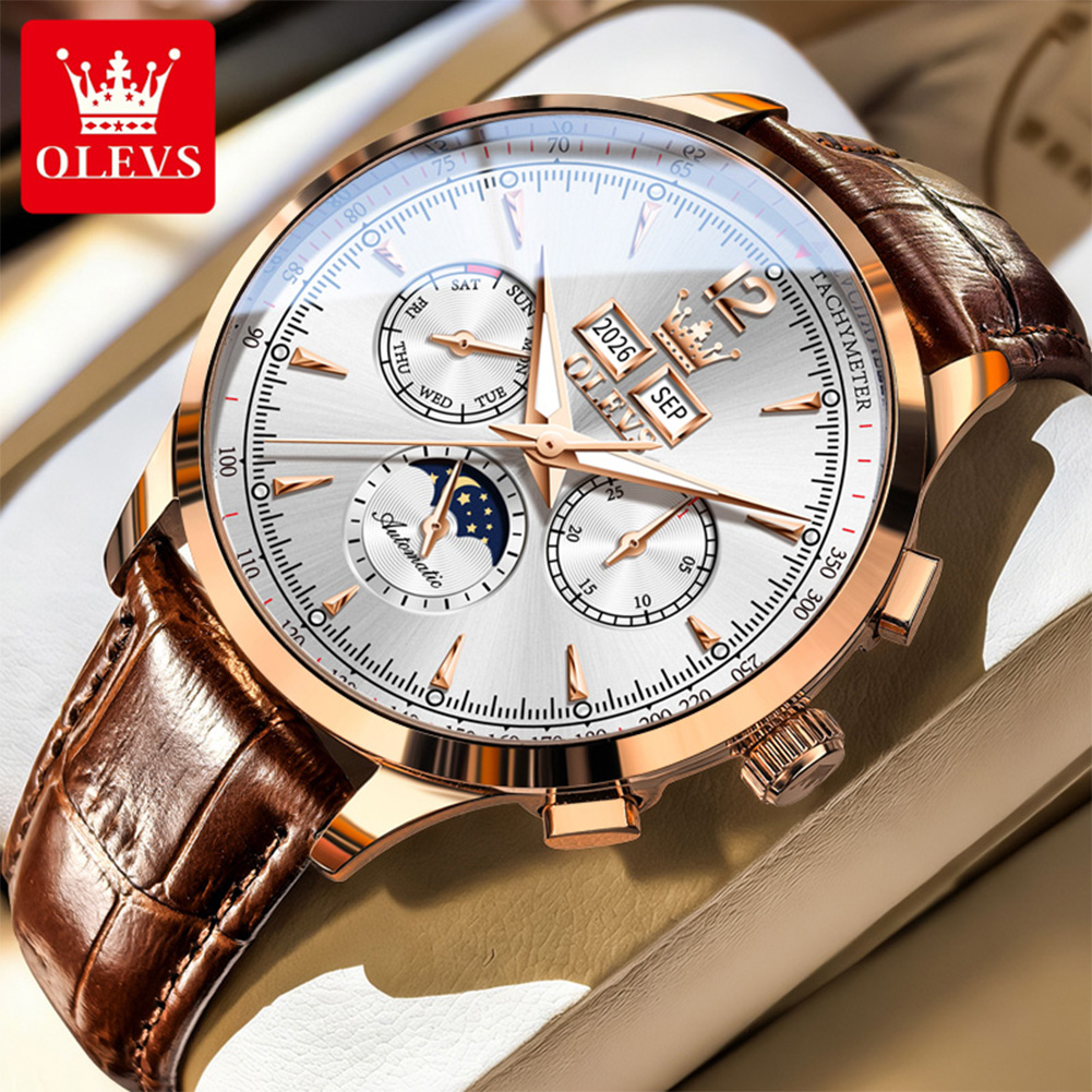 OLEVS 7128 Moon Phase Man Watc - Chronograph Flyback Watch recension och pris
