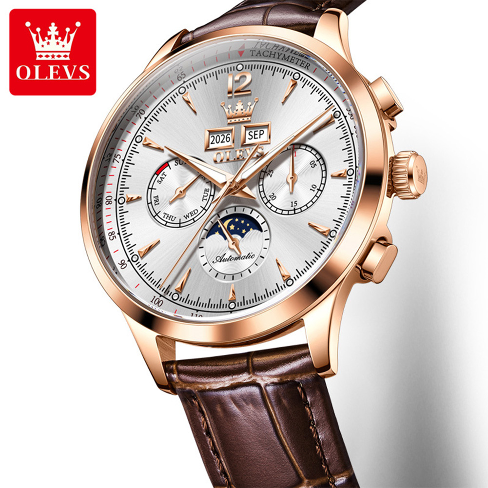 OLEVS 7128 Moon Phase Man Watc - Chronograph Flyback Watch recension och pris