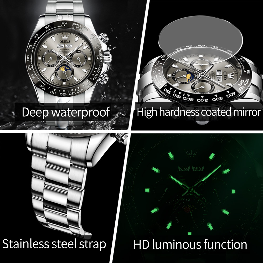 OLEVS 6654 Luxury Mens Watch C - Chronograph Flyback Watch recension och pris