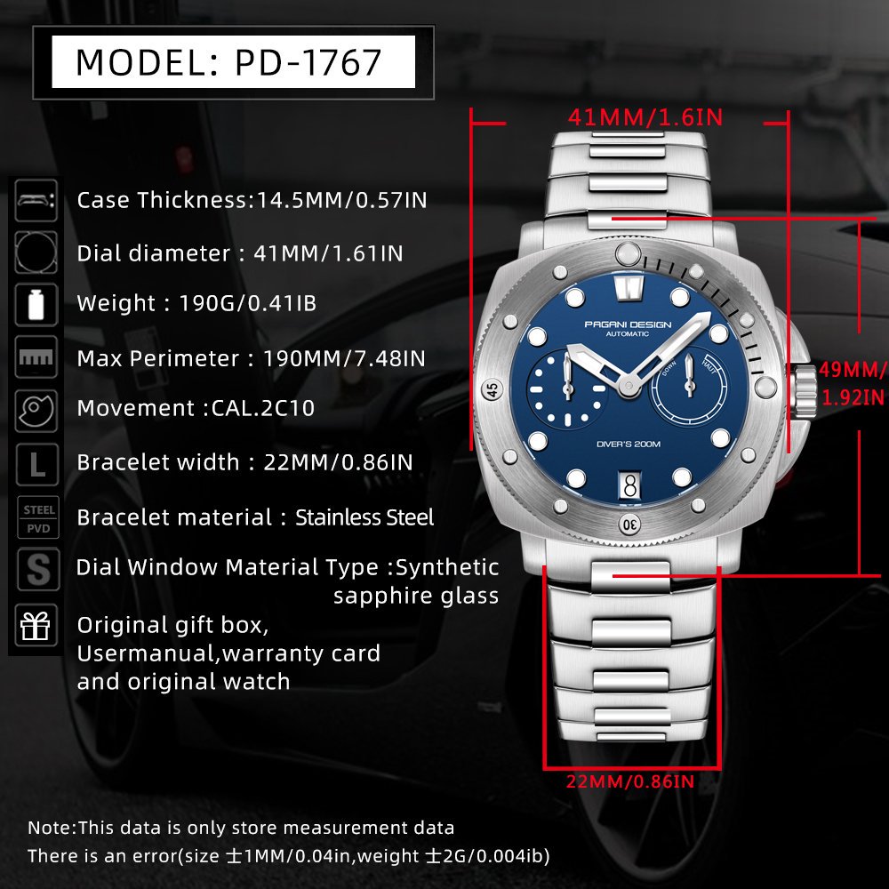 PAGANI DESIGN Top Brand Men's  - Luxury Watch Design recension och pris