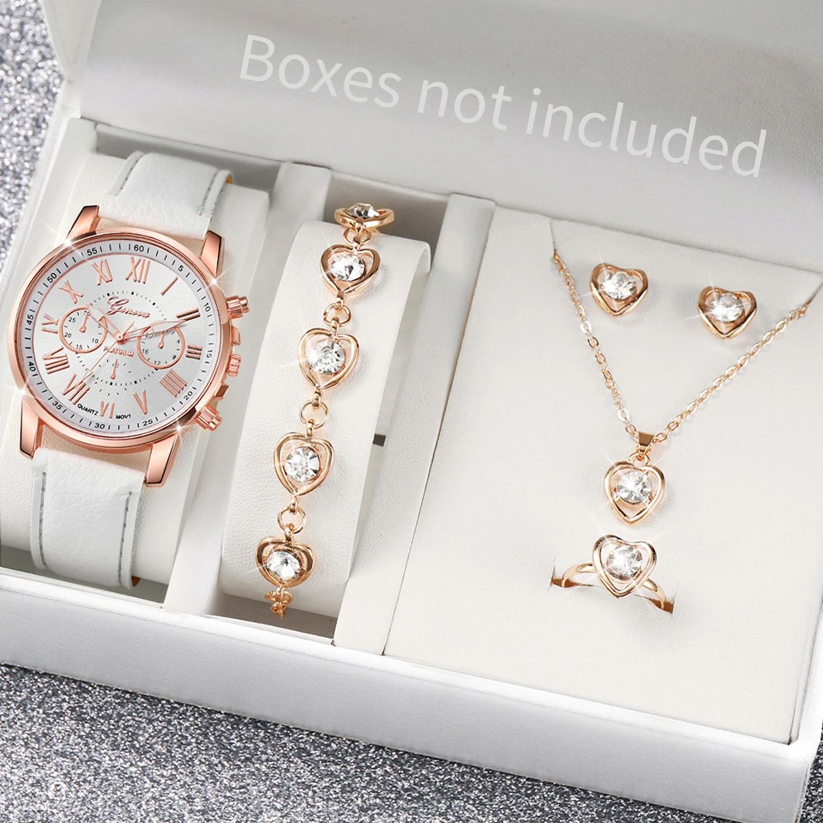 AAA5Pcs Pink Heart Crystal Wat - Open Heart Watch recension och pris