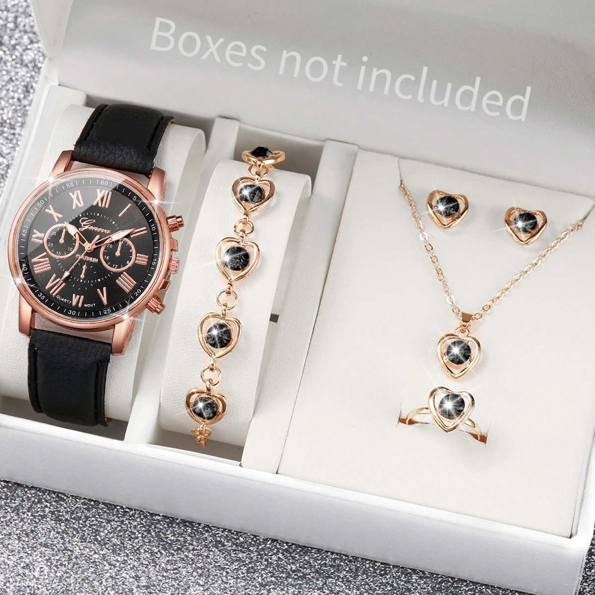 AAA5Pcs Pink Heart Crystal Wat - Open Heart Watch recension och pris