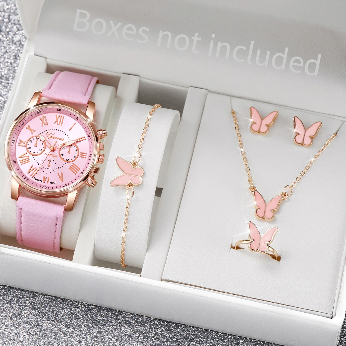 AAA5Pcs Pink Heart Crystal Wat - Open Heart Watch recension och pris