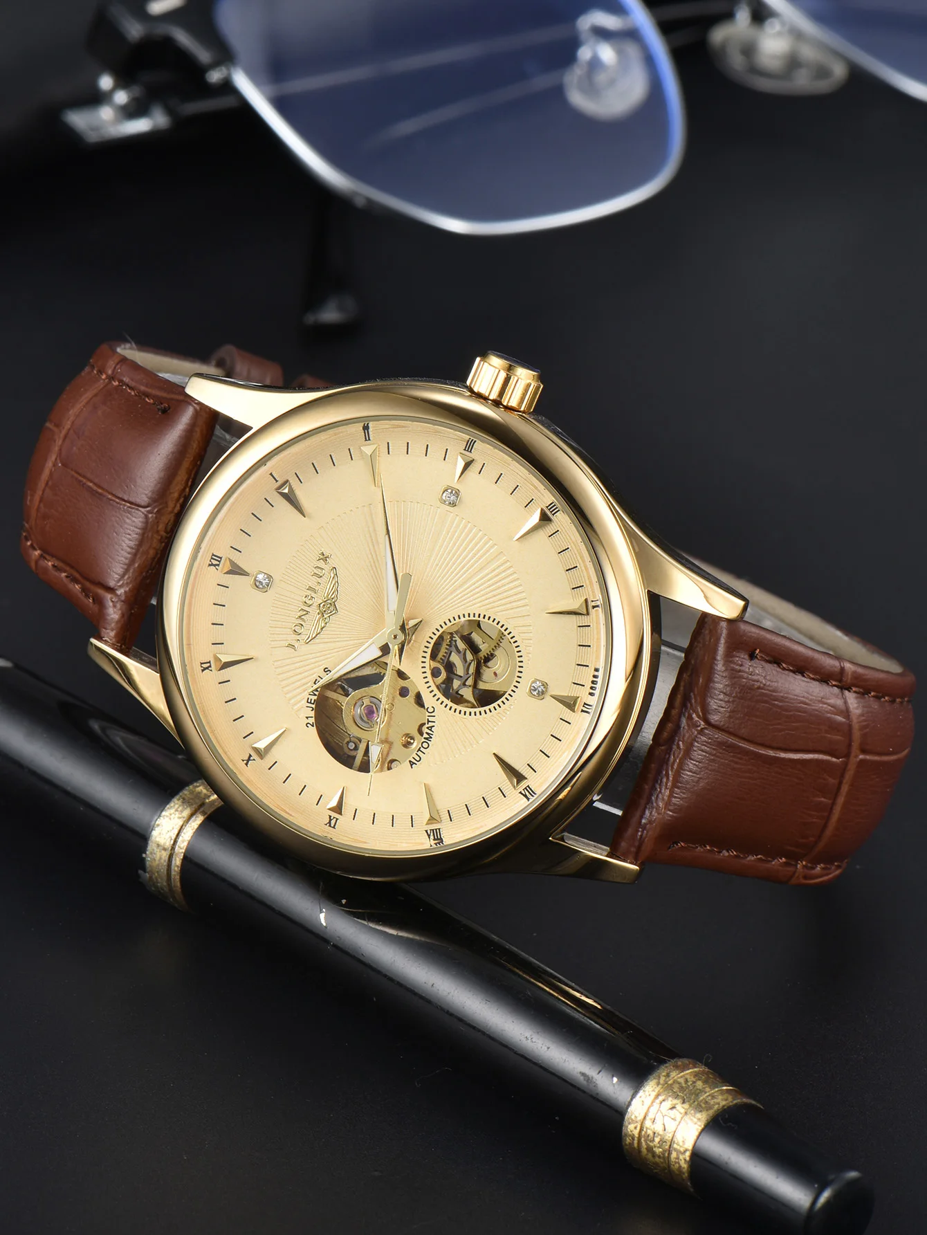 LONGLUX Automatic Watch Elegan - Open Heart Watch recension och pris