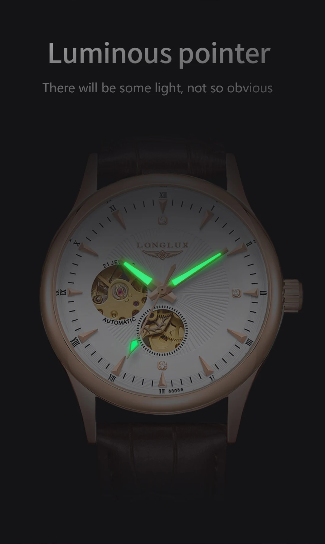 LONGLUX Automatic Watch Elegan - Open Heart Watch recension och pris